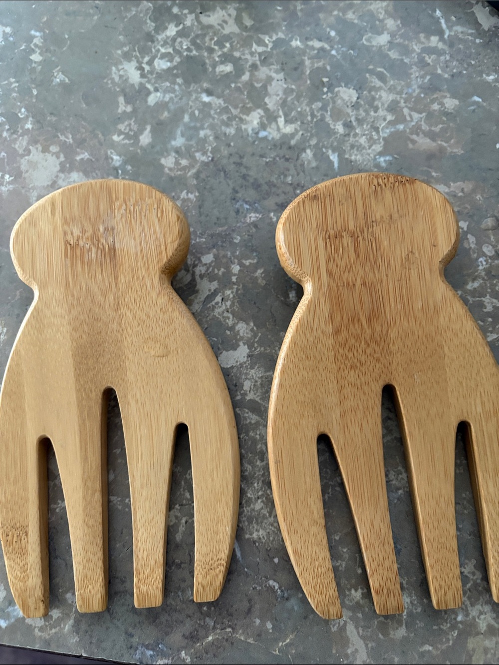 Bamboo Salad Hands Serving Forks - Natural Brown